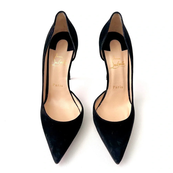 CHRISTIAN LOUBOUTIN | Iriza 100 Black Veau Velours Pointed Pump EU 38.5 US 8.5 - Picture 2 of 16